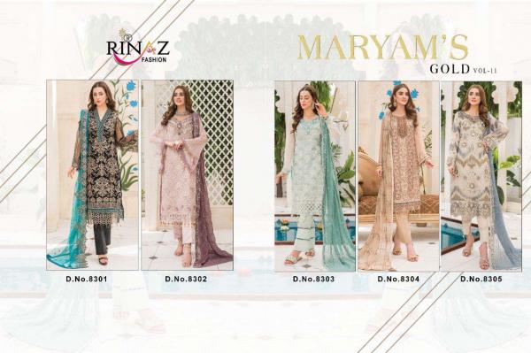 Rinaz Maryam's Gold 11 Designer Georgette Embridery Pakistani Salwar 